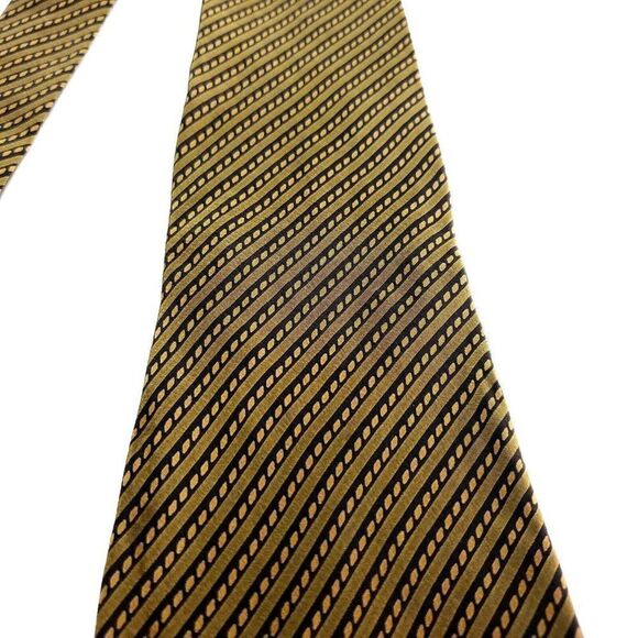 Giorgio Armani Brown Silk Tie Woven Short Regimental Striped - Picture 3 of 6
